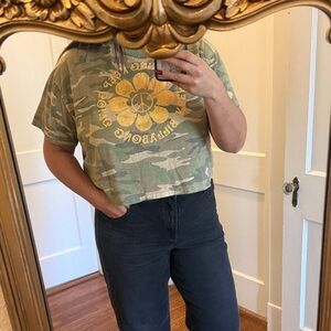 Billabong Green Camo Cropped Tee